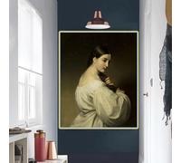Friedrich von Amerling "Retrato de una joven vestida de blanco" - Lienzo impreso, obra de arte, decoración de pared para el hogar (50 x 70 cm, sin marco)