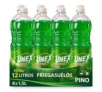 Friegasuelos aroma Pino, Limpiador de suelos olor a Pino, Con un perfume intenso y duradero, Combate malos olores, ideal para conseguir un suelo reluciente y no dejar huellas,8 botellas de 1.50 Litros