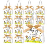 Frienda 25 bolsas de regalo para baby shower con asas, para regalos de fiesta de recién nacidos, suministros de revelación de género (abeja)