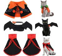 Frienda 4 piezas de disfraz de Halloween para mascota, gato, capa de vampiro, reversible, lindo gato, calabaza, alas de murciélago con campanas para mascotas, perro, gato, fiesta de Halloween, cosplay