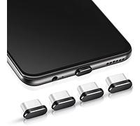 Frienda 4 Tapones Antipolvo USB C para Conector de Carga y de Auriculares Antipolvo Tapones Compatibles con Samsung Galaxy S21/ Ultra Redmi Note 10 Pro Huawei Mate 30 Port Cap Protector (Negro)
