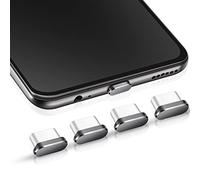 Frienda 4 Tapones Antipolvo USB C para Conector de Carga y de Auriculares Antipolvo Tapones Compatibles con Samsung Galaxy S21/ Ultra Redmi Note 10 Pro Huawei Mate 30 Port Cap Protector (Gris)