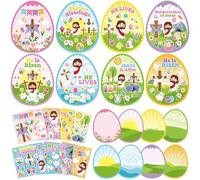 Frienda 48 juegos de manualidades religiosas de Pascua para niños, para hacer una Pascua, él es resucitado, calcomanías de huevo, escenas de resurrección, manualidades para la Biblia cristiana