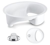 Frienda Desviador de orina Privy Separador de orina completo con tapa de fregadero de acero inoxidable para inodoros de compost, color blanco