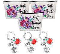 Frienda - Juego de 6 Bolsas de Maquillaje para Maestros de Navidad para Mujeres a Granel 3 Piezas con Cremallera, Bolsa cosmética de Lona 3 Piezas Regalo de Agradecimiento para Maestros Regalo