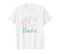 Friendcation Juego de Palabras de Vacaciones con mis Playas Camiseta gráfica económica, Hombre, Blanco, S