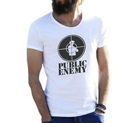 Friendly Bees Public Enemy - Camiseta de manga corta unisex para hombre, cuello redondo, manga corta, color blanco, Negro, L