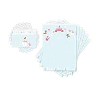 Friendly Fox Papel de carta de Navidad, 20 hojas de papel de Navidad con sobre, DIN A4, papel de carta de Navidad, papel de carta infantil