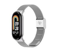 FRIENDLY LICENSE Correa Smartwatch Milanesa Compatible con Xiaomi Smart Band 9 y 8 - Acero Inoxidable en Color Plata - Diseño Elegante y Ajustable