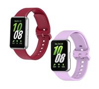 FRIENDLY LICENSE Correa Smartwatch Pack de 2 Compatible con Samsung Galaxy Watch Fit 3 - Silicona en Colores Vino y Lila - Diseño Versátil y Resistente