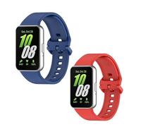 FRIENDLY LICENSE Correa Smartwatch Pack de 2 Compatible con Samsung Galaxy Watch Fit 3 - Silicona en Colores Azul y Rojo - Diseño Versátil y Resistente