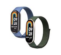 FRIENDLY LICENSE Correa Smartwatch Pack de 2 Compatible con Xiaomi Smart Band 9 y 8 - Deportiva Loop de Nylon en Azul y Verde - Diseño Resistente y Ajustable