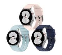 FRIENDLY LICENSE Correa Smartwatch Pack de 3 Compatible con Samsung Galaxy Watch FE 40 mm - Silicona en Colores Celeste, Rosa y Azul - Diseño Versátil y Resistente