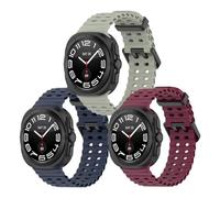 FRIENDLY LICENSE Correa Smartwatch Pack de 3 Compatible con Samsung Galaxy Watch Ultra 47 mm - Silicona en Colores Azul, Beige y Vino - Diseño Versátil y Resistente