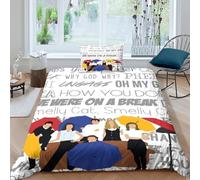 Friends 3D Impresión TV Show Black Funda Nórdica Funda De Edredón Familiar Y Niños Microfibra Juego De Cama con Cremallera Y Funda De Almohada 2 Piezas Single（135x200cm）
