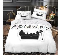 Friends 3D Impresión TV Show Black Funda Nórdica Funda De Edredón Familiar Y Niños Y Funda De Almohada con Cremallera Juego De Cama Microfibra 3 Piezas King（220x240cm）