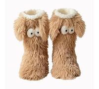 Friends Cozy Socks - Calcetines antideslizantes de invierno para mujer con bonitos ojos grandes, calcetines acogedores para amigos, calcetines suaves y cálidos para el hogar, café, 42 EU