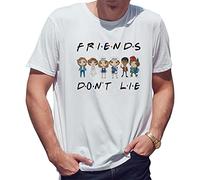 Friends Don't Lie Kawai Anime Stranger Camiseta de Hombre Blanca Size S