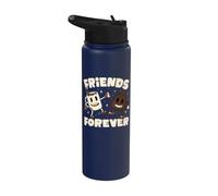 Friends Forever Coffee & Poop Cute Cafeine Lover EduEly Stainless Steel Insulated Water Bottle