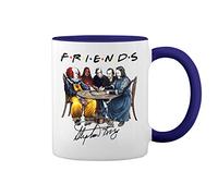 Friends horror movies by stephen king Blanca taza de café con el borde azul y la manija Mug