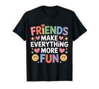 Friends Make Everything More Fun Vinculación de Amistad - Camiseta gráfica económica, Hombre, Negro, S