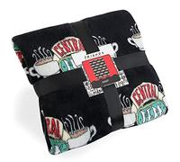 Friends Mantas para Sofa, Manta Polar Extra Suaves con Diseño Central Perk, Mantas para Cama Color Gris, Merchandising Oficial Accesorios para el Hogar (Negro)