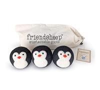 Friendsheep - Bolas secadoras de lana (3 unidades, tamaño XL, orgánicas, reutilizables, sin crueldad, hechas a mano, comercio justo, sin pelusas, suavizante, trío de pingüinos