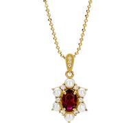 Friendship Necklace for Women Flower and Pearl with White Moissanite Pendant Necklaces, 18K Yellow Gold, Cubic Zirconia