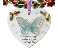 Friendship Ornament - 2D Acrylic Heart-Shaped Butterfly Keepsake, Elegant Friendship Decor for Best Friends, Home, Holiday Party, Patio, Lawn, Garden, Outdoor Room, and Special Celebration Gift Displa