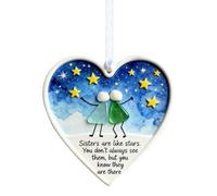 Friendship Ornaments, Acrylic Glass Decorative Pendants for Timeless Keepsake, Thoughtful Gift with Design, Pendant for Best Friend, Sisters, Family, Birthday, Blue Clear, 2.5 Inches