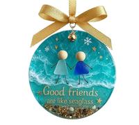 Friendship Ornaments for Women, 2D Acrylic Christmas Tree Pendant, Decorative Keepsake Charm to Friends, Ideal for Holiday Winter Home, Bag, Car Rearview Mirror, Wall Display, 7x7x0.4cm