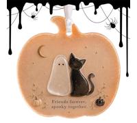 Friendship Pumpkin Ornament - Ghost & Cat Pendant | 2D Acrylic Decor