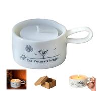 Friendship Themed Handled Tea Light Holder, Vintage Candle Cup with Carry Handle, Rustic Handcrafted Indoor Outdoor Candlestick for Home Decor,Wedding,Table Centerpiece Gift