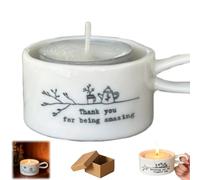 Friendship Themed Handled Tea Light Holder, Vintage Candle Cup with Carry Handle, Rustic Handcrafted Indoor Outdoor Candlestick for Home Decor,Wedding,Table Centerpiece Gift