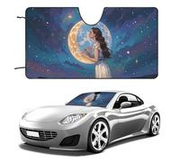 Friendship Under The Giant Moon Parasol para parabrisas de verano, accesorios de vehículo plegables, para ventana de coche, mantiene el interior fresco, rayos UV, parasol para coche, SUV, camión, 51 x