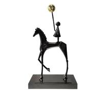FriendshipHome Centro de mesa moderno decorativo con diseño de chica de caballo, figura artística de metal negro con globo dorado, decoración contemporánea para el hogar, estantería (estilo de
