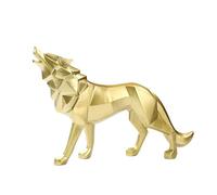 FriendshipHome Decoración del hogar Estatua de Lobo Resina, Escultura, estatuas Animales abstractas, estatuilla geométrica Moderna Centro de Mesa(Gold)