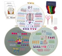 FriendshipHome Kit de bordado para principiantes adultos. 3 juegos de inicio for aprender diferentes puntadas, kits bricolaje for adultos. Incluye patrón Manualidades divertidas para adultos.(C1)