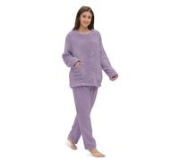 Friendumo Conjunto de Pijama de Forro Polar Coral para Mujer, Pijama Suave de Dos Piezas, Parte Superior de Manga Larga y Parte Inferior Cálida(Púrpura-M)