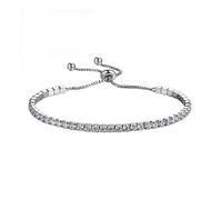 Frienemy - Pulsera de plata de ley con cristales para mujer e iconos de estilo, pulsera de tenis ajustable, regalo elegante para cumpleaños, aniversario, San Valentín, Adjustable, No es una piedra