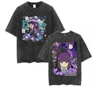 Frieren: Beyond Journey’s End Vintage Washed T-Shirt, Unisex Oversized Anime Graphic tee, Retro Streetwear Casual Top for Fans-9||m