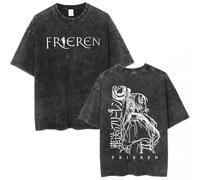 Frieren: Beyond Journey’s End Vintage Washed T-Shirt, Unisex Oversized Anime Graphic tee, Retro Streetwear Casual Top for Fans-14||s