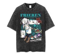 Frieren: Beyond Journey’s End Vintage Washed T-Shirt, Unisex Oversized Anime Graphic tee, Retro Streetwear Casual Top for Fans-30||x_l