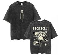 Frieren: Beyond Journey’s End Vintage Washed T-Shirt, Unisex Oversized Anime Graphic tee, Retro Streetwear Casual Top for Fans-28||m