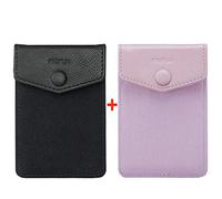 FRIFUN 2 Paquetes de Tarjetas para la Parte Trasera del teléfono Android, Todos los teléfonos Inteligentes, Bloqueo RFID para Tarjetas de crédito y Dinero en Efectivo (Negro + Rosa)