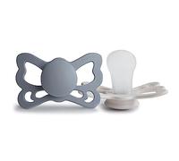 FRIGG Butterfly Chupete 2-Pack | Chupete de Silicona | Sin BPA | Fabricado en Dinamarca | Tetina Anatómica | Great Gray/Silver Gray (Talla 2 (6-18 Meses))