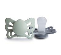 FRIGG Butterfly Chupete 2-Pack | Chupete de Silicona | Sin BPA | Fabricado en Dinamarca | Tetina Anatómica | Sage/Great Gray (Talla 1 (0-6 Meses))