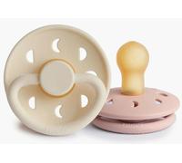 FRIGG Moon Phase látex chupete 2-Pack | Chupete de goma natural | Fabricado en Dinamarca | Sin BPA | Tetina simétrica tipo cereza | (Blush/Cream, Talla 1 (0-6 Meses))