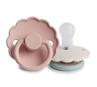 FRIGG Daisy Chupete 2-Pack | Chupete de silicona | Sin BPA | Fabricado en Dinamarca | Tetina simétrica tipo cereza | (Blush/Cotton candy, Talla 1 (0-6 Meses))