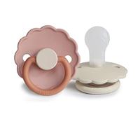 FRIGG Daisy Chupete 2-Pack | Chupete de silicona | Sin BPA | Fabricado en Dinamarca | Tetina simétrica tipo cereza | (Biscuit/Cream, Talla 1 (0-6 Meses))